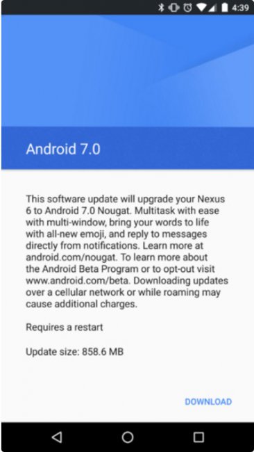 Nexus 6    Android 7.0